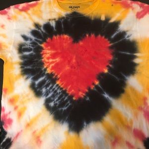 Heart designed tie dye shirt